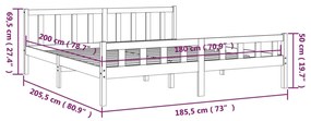 Πλαίσιο Κρεβατιού 180 x 200 εκ. Μασίφ Ξύλο Super King Size - Καφέ