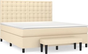 vidaXL Κρεβάτι Boxspring με Στρώμα Κρεμ 180x200 εκ. Υφασμάτινο
