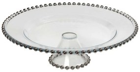 Τουρτιέρα Γυάλινη Με Πόδι AD4921 34x34x10cm Silver Espiel Glass