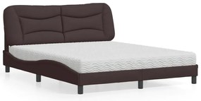 vidaXL Κρεβάτι Σκούρο Καφέ 160x200 εκ Υφασμάτινο