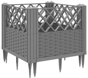 vidaXL Ζαρντινιέρα με Πασσάλους Αν.Γκρι43,5x43,5x43,5εκ Πολυπροπυλένιο