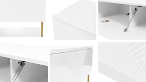 Τραπεζάκι σαλονιού Merced A100, Άσπρο, Γυαλιστερό λευκό, 49x55x120cm, 35 kg, Πλαστικοποιημένη μοριοσανίδα, Γωνιακό | Epipla1.gr