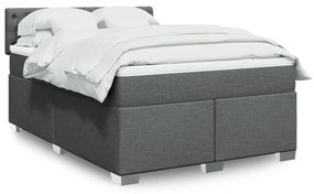 vidaXL Κρεβάτι Boxspring με Στρώμα Σκούρο Γκρι 140x190 εκ. Υφασμάτινο