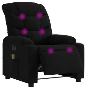 vidaXL Πολυθρόνα Μασάζ Ηλεκ. Ανακλινόμενη Μαύρη Υφασμάτινη