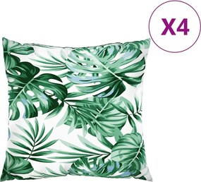vidaXL Μαξιλάρια Καναπέ 4 τεμ. με Σχέδιο Φύλλων 60x60 εκ. από Ύφασμα