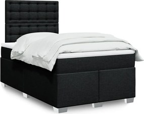 vidaXL Κρεβάτι Boxspring με Στρώμα Μαύρο 120x190 εκ. Υφασμάτινο
