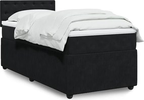 vidaXL Κρεβάτι Boxspring με Στρώμα Μαύρο 90x200 εκ. Βελούδινο