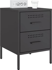 vidaXL Κομοδίνο Μαύρο 36x39x50,5 εκ. από Χάλυβα