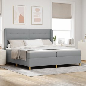 vidaXL Κρεβάτι Box Spring με Στρώμα σε Ανοιχτό Γκρι, 200x200 εκ, Ύφασμα