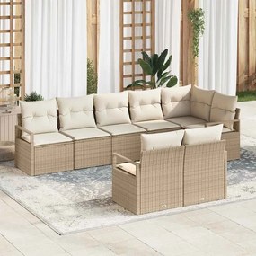 vidaXL Σετ Καναπέ Κήπου 8 pcs Μπεζ Πολυ ράταν