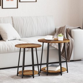 vidaXL Τραπέζι 2 κομματιών από παλιό ξύλο, φτιαγμένο από ξύλο και μέταλλο