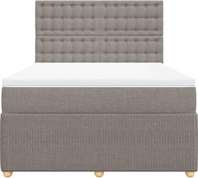 vidaXL Κρεβάτι Boxspring με Στρώμα Taupe 140x190 εκ. Υφασμάτινο