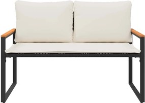 vidaXL παγκάκι Μαύρο και Κρεμ Λευκό 115 x 65 x 72 εκ. Ρατάν