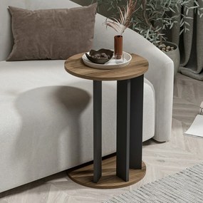 Stewehome Τραπεζάκι βοηθητικό κυκλική επιφάνεια καρυδί 34x64 cm