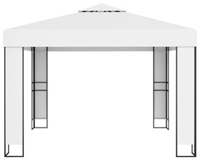 vidaXL Κιόσκι με Διπλή Οροφή και Φωτάκια LED Λευκό 3 x 3 μ.