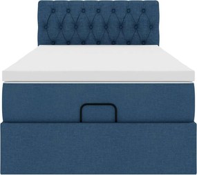 vidaXL Οθωμανικό κρεβάτι με στρώμα μπλε 90x200cm ύφασμα
