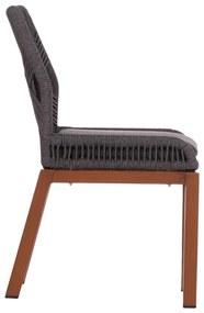 Καρέκλα HOWARD C5547.11 Αλουμίνιο Καφέ με Σχοινί και Μαξιλάρι Γκρί 55,5x60x84,5Υ εκ. 55.5x60x84.5 εκ.