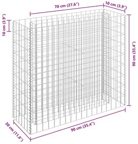 vidaXL Συρματοκιβώτιο-Γλάστρα Υπερυψωμένη 90x30x90 εκ. Γαλβ. Χάλυβας