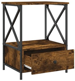 vidaXL Κομοδίνα 2 τεμ Καπνιστή Δρυς 50x41x65 εκ. Επεξεργασμένο Ξύλο