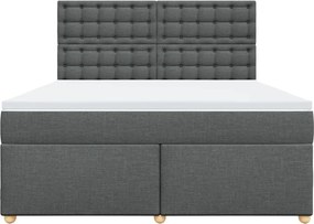 vidaXL Κρεβάτι Boxspring με Στρώμα Σκούρο Γκρι 180x200 εκ Υφασμάτιν