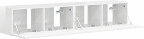 vidaXL Ντουλάπι Τηλεόρασης Τοίχου Επιτοίχιο 2 pcs Λαμπερό Λευκό