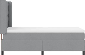 vidaXL LED Κρεβάτι με βάθρο Ανοιχτό γκρι 100 x 200 cm ύφασμα