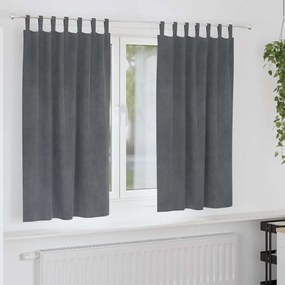 vidaXL Curtains blackout  με βρόχους κρεμάσματος 2 τεμάχια Σούπερ ανοιχτό γκρι βελούδο