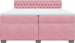 vidaXL Κρεβάτι Boxspring με Στρώμα Ροζ 200x200 εκ. Βελούδινο