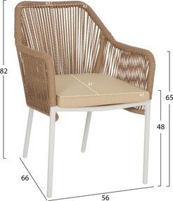 ΠΟΛΥΘΡΟΝΑ ΑΛΟΥΜΙΝΙΟΥ LOKKI HM5855.01 ΛΕΥΚΟ ΜΕ ΣΧΟΙΝΙ WICKER PE ΜΠΕΖ 56x66x82Υ εκ.