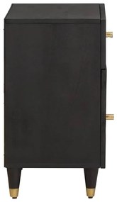 vidaXL Κομοδίνο με Πόρτα Μαύρο 50 x 33 x 60 εκ Στερεό ξύλο μάνγκο