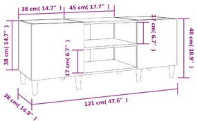 Δισκοθήκη Γκρι Sonoma 121 x 38 x 48 εκ. από Επεξεργασμένο Ξύλο - Γκρι