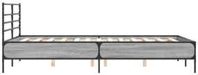 vidaXL Πλαίσιο Κρεβατιού Γκρι Sonoma 120x200 εκ. Επεξ. Ξύλο & Μέταλλο