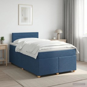 vidaXL Κρεβάτι box spring με στρώμα Μπλε 120 x 190 cm Ύφασμα