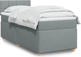 vidaXL Κρεβάτι Boxspring με Στρώμα Ανοιχτό Γκρι 80x200 εκ. Υφασμάτινο