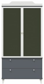 vidaXL Κρεμαστή Ντουλάπα με Λευκοπίνακα με συρτάρι Γκρι και λευκό