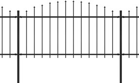 vidaXL Κάγκελα Περίφραξης με Λόγχες Μαύρα (1,25-1,5)x13,6 μ. Ατσάλινα