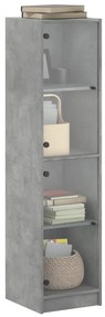 vidaXL Ντουλάπι Γκρι Σκυροδέματος 35x37x142 εκ. με Γυάλινες Πόρτες