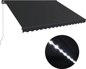 vidaXL Χειροκίνητη τέντα με ηλιακό LED 4,5 x 3 m Ανθρακί