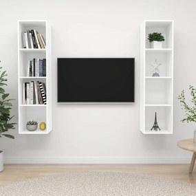 vidaXL Έπιπλα Τηλεόρασης Κρεμαστά 2 τεμ. Λευκό από Επεξ. Ξύλο