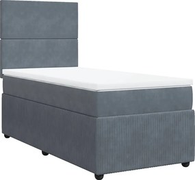 vidaXL Κρεβάτι Boxspring με Στρώμα Σκούρο Γκρι 90x200 εκ. Βελούδινο