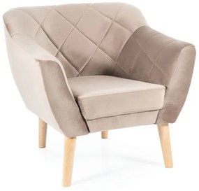 FOTEL KARO 1 VELVET CIEMNY BEŻ BLUVEL 40 / BUK DIOMMI-80-2778