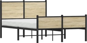 vidaXL Σκελετός Κρεβ. Χωρίς Στρώμα Sonoma Δρυς 120x200 εκ. Μεταλλικό
