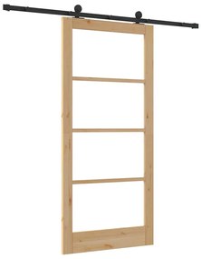 vidaXL Συρόμενη Πόρτα ORKDAL Καφέ 93 x 202 cm Ξύλο και μέταλλο