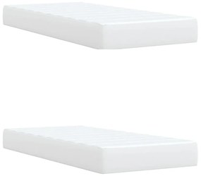 Κρεβάτι Boxspring με Στρώμα Λευκό 200x200 εκ. Συνθετικό Δέρμα - Λευκό