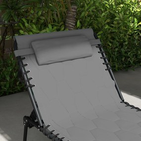 Outsunny Ξαπλώστρα Ξαπλώστρα Κήπου, πτυσσόμενη, με μαξιλάρι, ανθεκτική στις καιρικές συνθήκες. 188 cm x 65 cm x 36 cm, Γκρι + Μαύρο