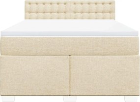 vidaXL Κρεβάτι Boxspring με Στρώμα Κρεμ 140x190 εκ. Υφασμάτινο