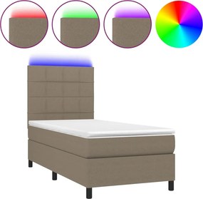 vidaXL Κρεβάτι Boxspring με Στρώμα &amp; LED Taupe 80x200 εκ. Υφασμάτινο