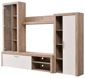 TV Composition Merida Grey Oak - White Lacquer 271x41x205 cm