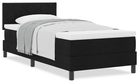 vidaXL Κρεβάτι Μονοσκελή με Στρώμα Μαύρο 90x190 εκ. Υφασμάτινο
