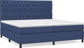vidaXL Κρεβάτι Boxspring με Στρώμα Μπλε 200x200 εκ. Υφασμάτινο